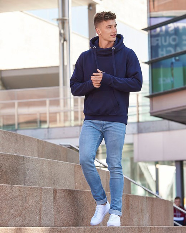 Just Hoods By AWDis JHA021 - Men's 80/20 Heavyweight Cross Over Neck Hooded Sweatshirt