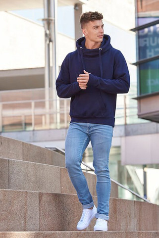 Just Hoods By AWDis JHA021 - Mens 80/20 Heavyweight Cross Over Neck Hooded Sweatshirt