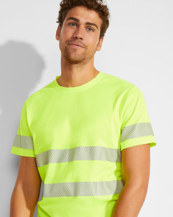 Roly HV9317 - TAURI Technisch hoog zichtbaar T-shirt met korte mouwen