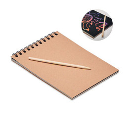 GiftRetail MO6699 - BLACK Eco-Friendly Black Scratch Art Notebook with Pen