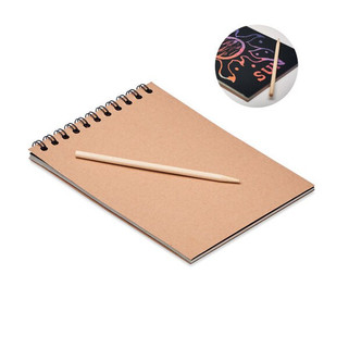 BLACK Eco-Friendly Black Scratch Art Notebook with Pen - GiftRetail MO6699