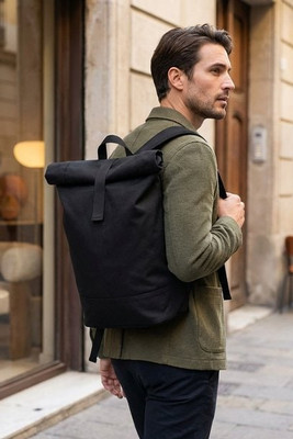 ZURICH ROLL Zurich Rolltop Washed Canvas Backpack with RPET Lining - GiftRetail MO6704