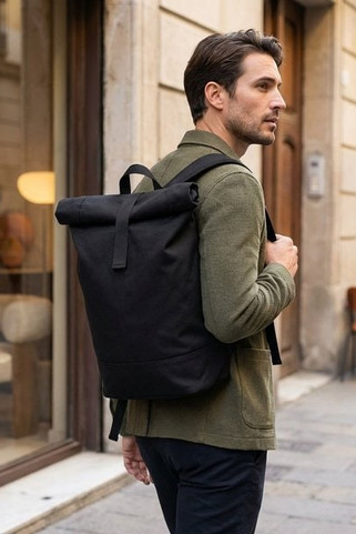 ZURICH ROLL Zurich Rolltop Washed Canvas Backpack with RPET Lining - GiftRetail MO6704