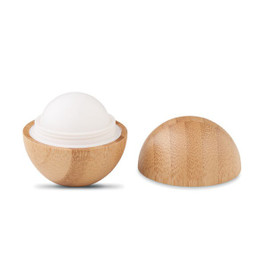 GiftRetail MO6753 - SOFT LUX Natural Vanilla Lip Balm in Eco-Friendly Bamboo Case