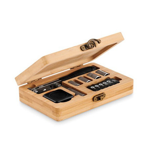 FUROBAM Eco-Friendly 13-Piece Bamboo Tool Set with Case - GiftRetail MO6757