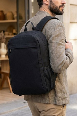 EIRI 15 Inch Canvas Laptop Backpack with Trolley Strap - GiftRetail MO6763