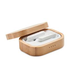 GiftRetail MO6780 - JAZZ BAMBOO TWS Eco-Friendly Bamboo TWS Earbuds with Charging Case