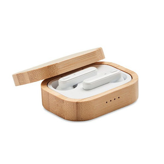 JAZZ BAMBOO TWS Eco-Friendly Bamboo TWS Earbuds with Charging Case - GiftRetail MO6780