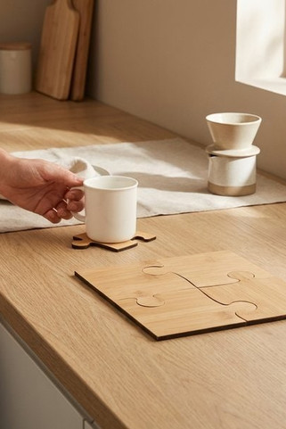 LEPY Eco-Friendly Bamboo Puzzle Coaster Set of 4 - GiftRetail MO6796