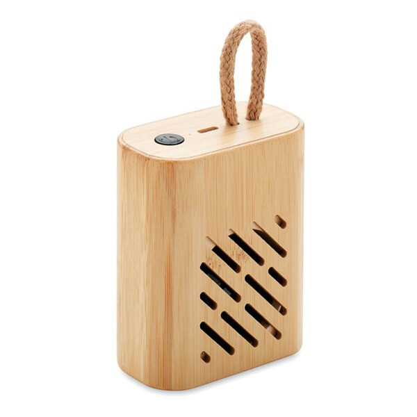 REY Eco-Friendly Bamboo Wireless Speaker with LED - GiftRetail MO6813