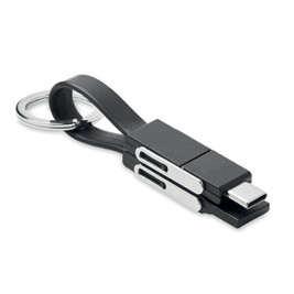 GiftRetail MO6820 - KEY C Multi-Function Key Ring with 4-in-1 Charging Cable