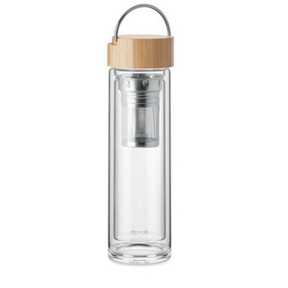 BATAMI Eco-Friendly Double Wall Glass Bottle with Tea Infuser - GiftRetail MO6854
