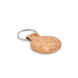 GiftRetail MO6877 - CINCIN Eco-Friendly Round Cork Key Ring with Natural Finish