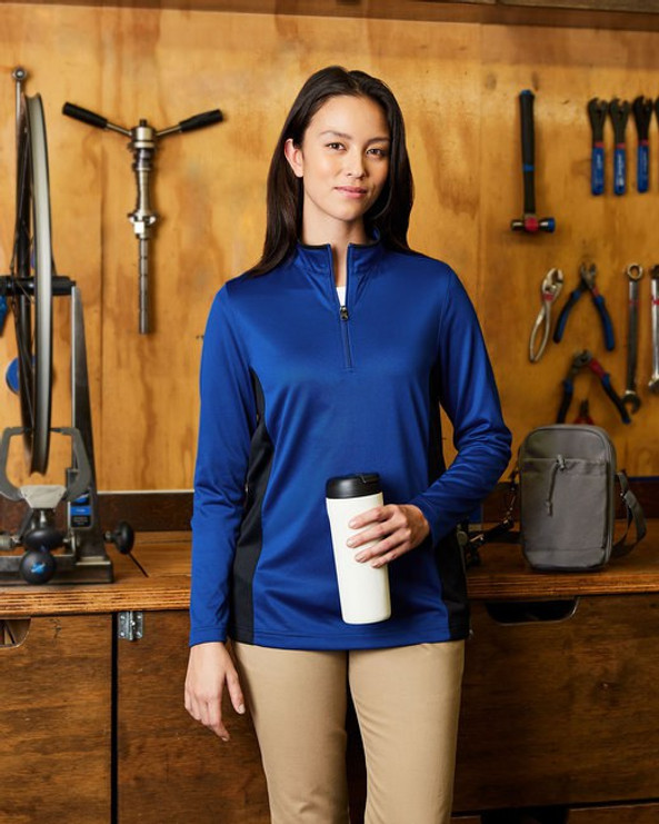 Harriton M786W - Ladies Flash Snag Protection Plus IL Colorblock Quarter-Zip