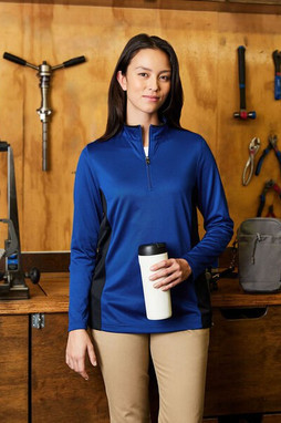 Harriton M786W - Ladies Flash Snag Protection Plus IL Colorblock Quarter-Zip
