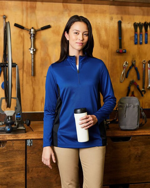 Harriton M786W - Ladies Flash Snag Protection Plus IL Colorblock Quarter-Zip