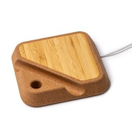 BRIAN: Bamboo & Cork Wireless Charger - EgotierPro CR1092