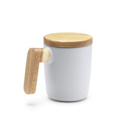 LOVET Matte Ceramic Mug w/Bamboo Lid/Handle - EgotierPro TZ1130
