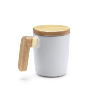 LOVET Matte Ceramic Mug w/Bamboo Lid/Handle - EgotierPro TZ1130