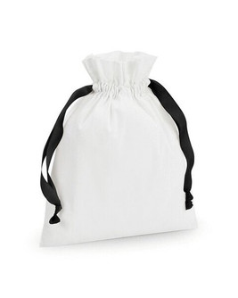 Westford mill W121 - Brushed Cotton Gift Bag with Ribbon Drawstring