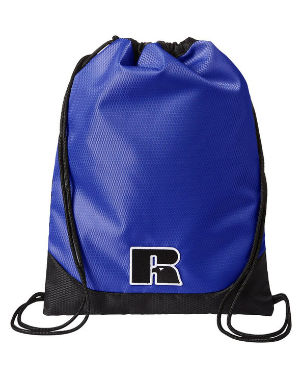 Russell Athletic UB84UCS - Textured Poly Rope Cinch Backpack with Embroidered Patch