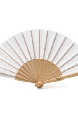 MILOS Hand fan with wooden ribs and RPET fabric - EgotierPro FN3112