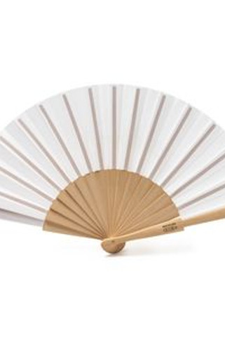 MILOS Hand fan with wooden ribs and RPET fabric - EgotierPro FN3112