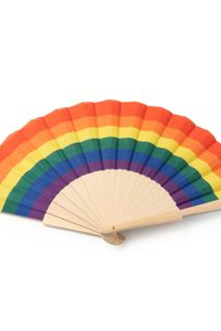 Stamina FN3114 - KEROS Éventail avec armature en bois et tissu multicolore