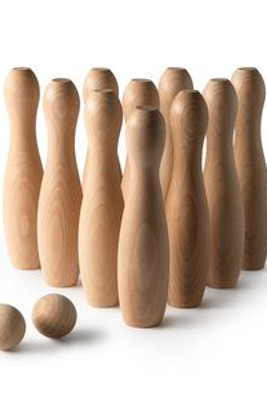 VIZA Wooden skittles set with 10 pins and 2 balls - EgotierPro JU1040
