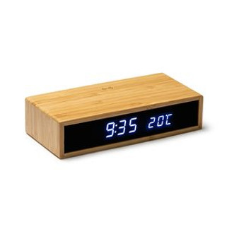 DUNCER Table clock with 5W wireless charger in bamboo - EgotierPro RJ3043