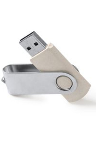 VENAK USB-Speicherstick aus Weizenfaser mit drehbarem Metallclip - EgotierPro US4194