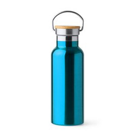 TISET 304 stainless steel double wall bottle with bamboo lid - EgotierPro BI4201