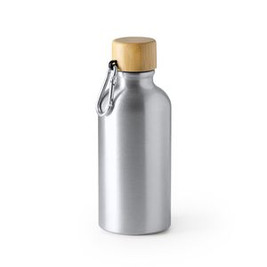 GELDA Aluminium bottle with carabiner and bamboo lid - EgotierPro BI4204