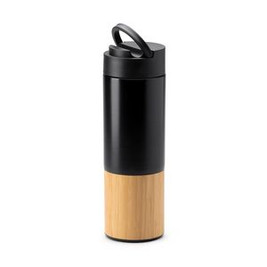 COIBA Thermal 304 stainless steel double wall bottle with bamboo detail - EgotierPro BI4211