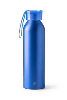 LEWIK Recycled aluminium bottle with cap and matching carrying strap - EgotierPro BI4212