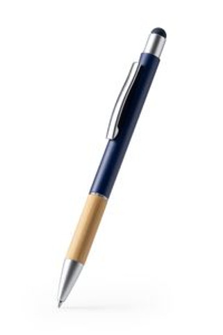 OLTEN Metal ball pen in matt finish with bamboo grip and touch pointer - EgotierPro BL7990