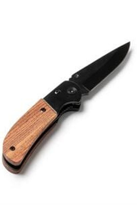 Stamina NA3990 - GOLIAT Zavírací nůž z nerezové oceli s čepelí v černé barvě a rukojetí z přírodního dřeva