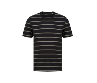 FRONT ROW FR136 - Komfortowy T-Shirt w Paski z Bawełny