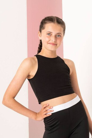 SF Mini SM106 - Kids Stretch Cotton Crew Neck Cropped Top