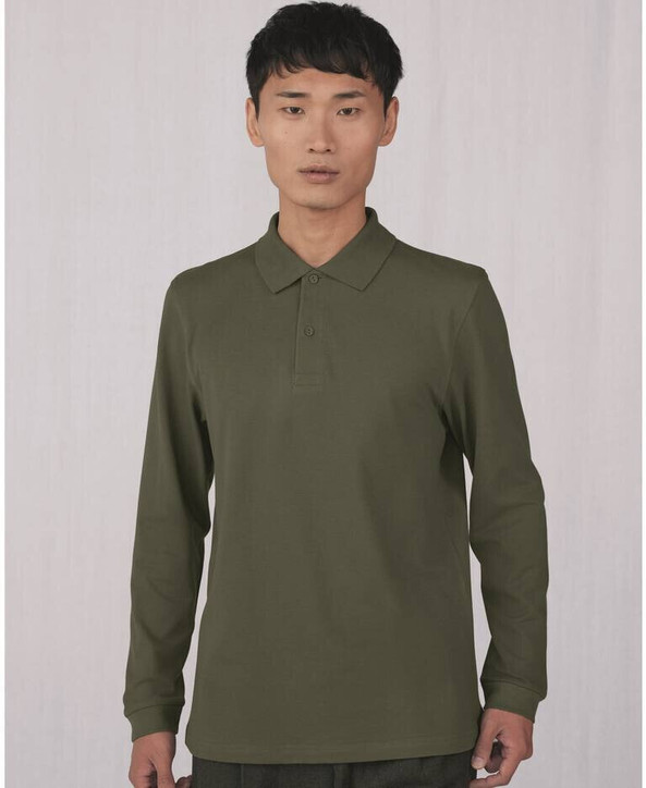 B&C BCU425 - Langärmeliges Poloshirt aus feinem Piqué