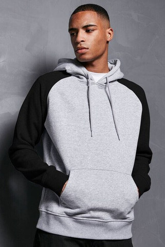 BUILD YOUR BRAND BYB005 - Kapuzen-Sweatshirt mit kontrastierenden Ärmeln und Kapuze