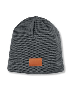 Leeman LG309 - Cozy Textured Knit Beanie with PU Patch