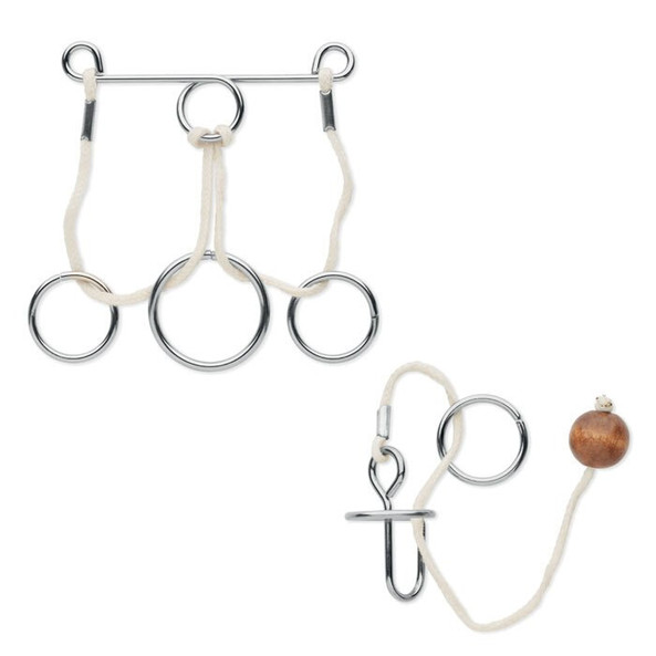 GiftRetail MO2075 - CONNECTION Eco-Friendly Metal and Wood Brain Teaser Set