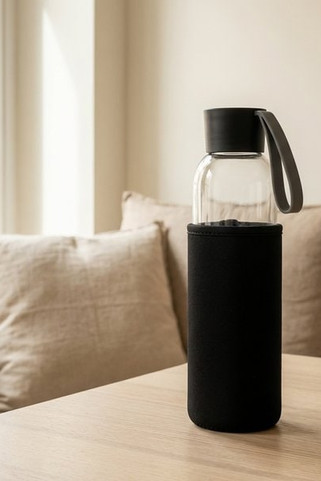 EBOR Eco-Friendly 500ml Recycled Glass Bottle with Pouch - GiftRetail MO2089