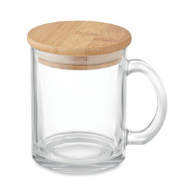 GiftRetail MO2091 - CELESTIAL Eco-Friendly Recycled Glass Mug with Bamboo Lid