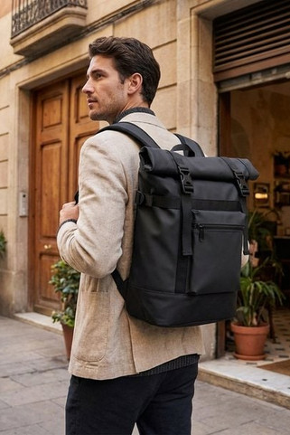 JAYA BAG JAYA Rolltop Backpack with Padded Straps and Base - GiftRetail MO6939