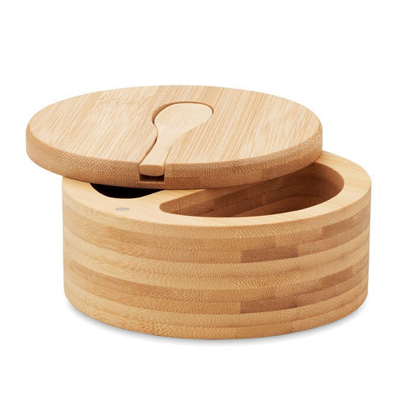 GiftRetail MO6951 - S Bamboo Salt and Pepper Box with Twist Lid & Spoon
