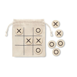 TOPOS Handcrafted Wooden Tic Tac Toe with Cotton Pouch - GiftRetail MO6954