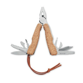GiftRetail MO6958 - PLIERKORK Stainless Steel Multi-Tool Pocket Knife with Cork