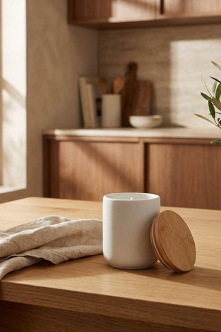 VEIKA Kerze im Steinguttopf 200 g - GiftRetail MO6986